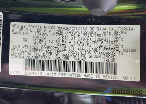 2010 Toyota Tacoma Prerunner V6 из США, поврежденный, VIN 3TMJU4GN5AM092383